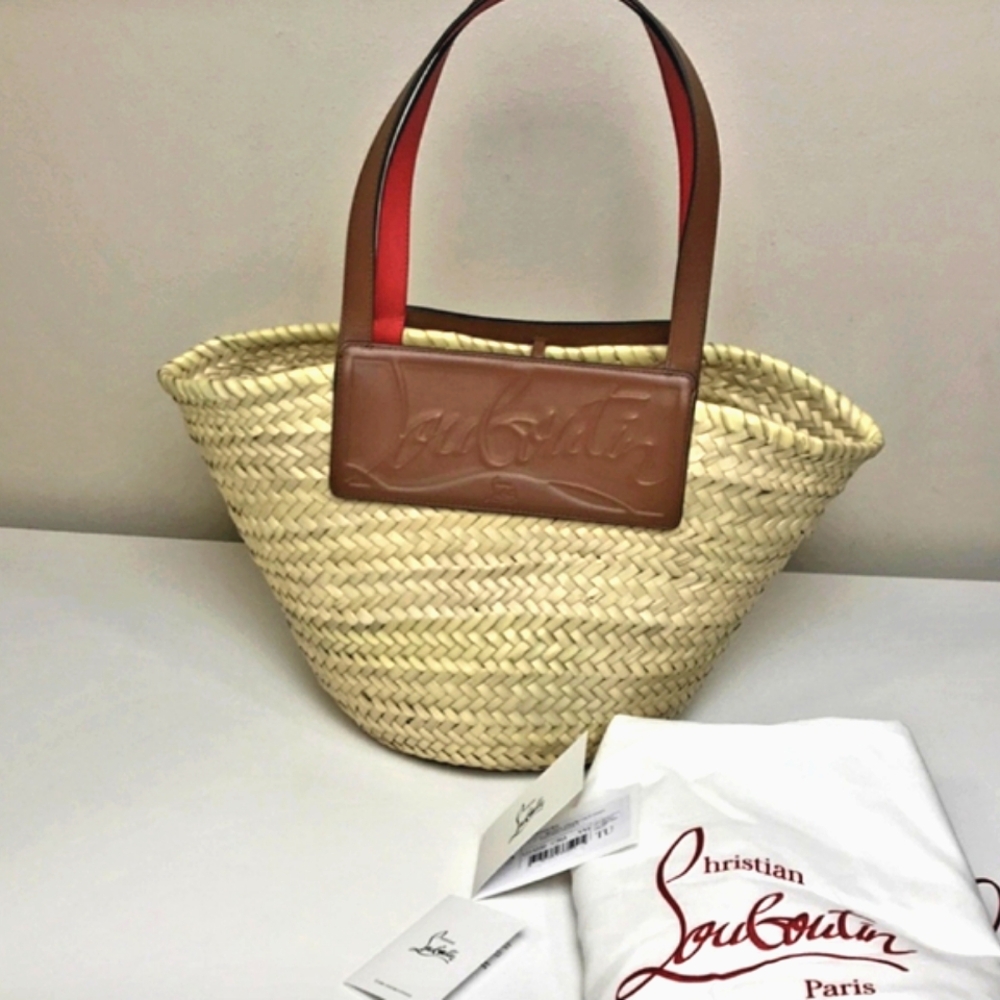 🔴 Christian Louboutin Loubishore Natural Raffia & Leather Tote Bag NEW! - Picture 6 of 12